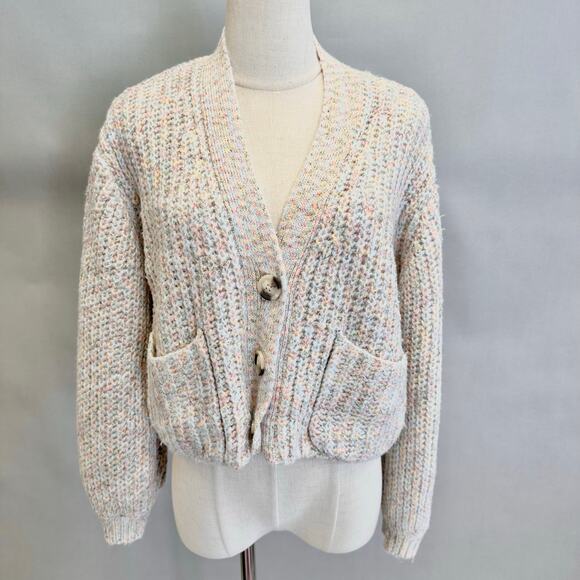 BB Dakota Golden Hour Confetti Cardigan Size Small Semi Cropped - Picture 13 of 15
